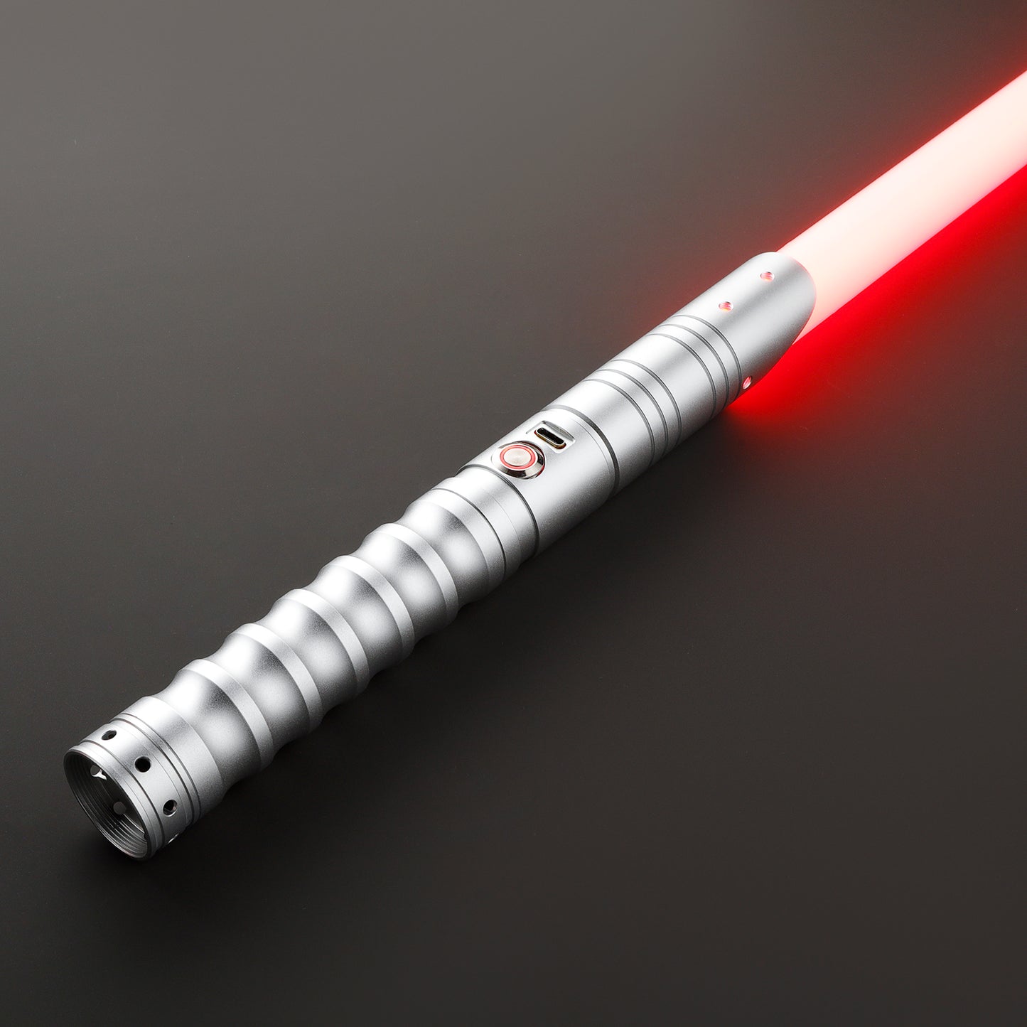 The Silver Waved Sith Custom Red Lightsaber