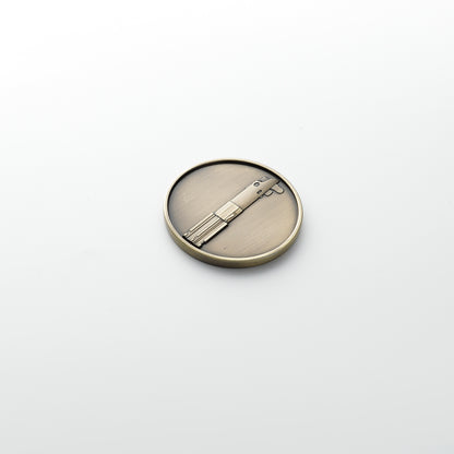 Antique Brass Graflex Lightsaber Pommel Coin Insert – $4.5\text{ cm}$ Hilt Medallion