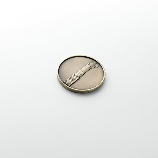Antique Brass Graflex Lightsaber Pommel Coin Insert – $4.5\text{ cm}$ Hilt Medallion