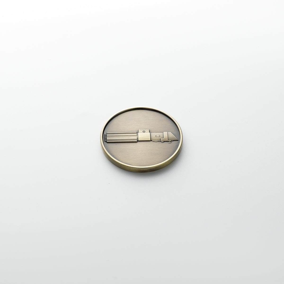 Antique Brass Darth Vader Lightsaber Pommel Coin Insert – $4.5\text{ cm}$ Medallion