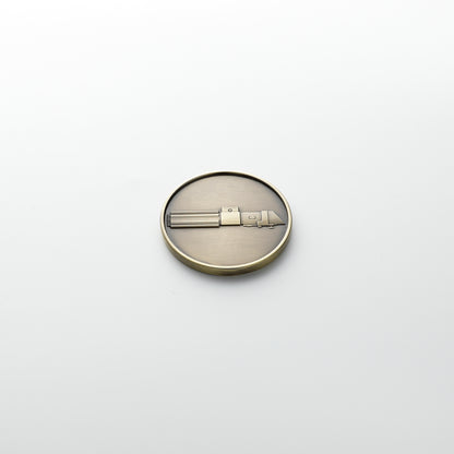 Antique Brass Darth Vader Lightsaber Pommel Coin Insert – $4.5\text{ cm}$ Medallion