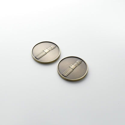 Antique Brass Darth Vader Lightsaber Pommel Coin Insert – $4.5\text{ cm}$ Medallion