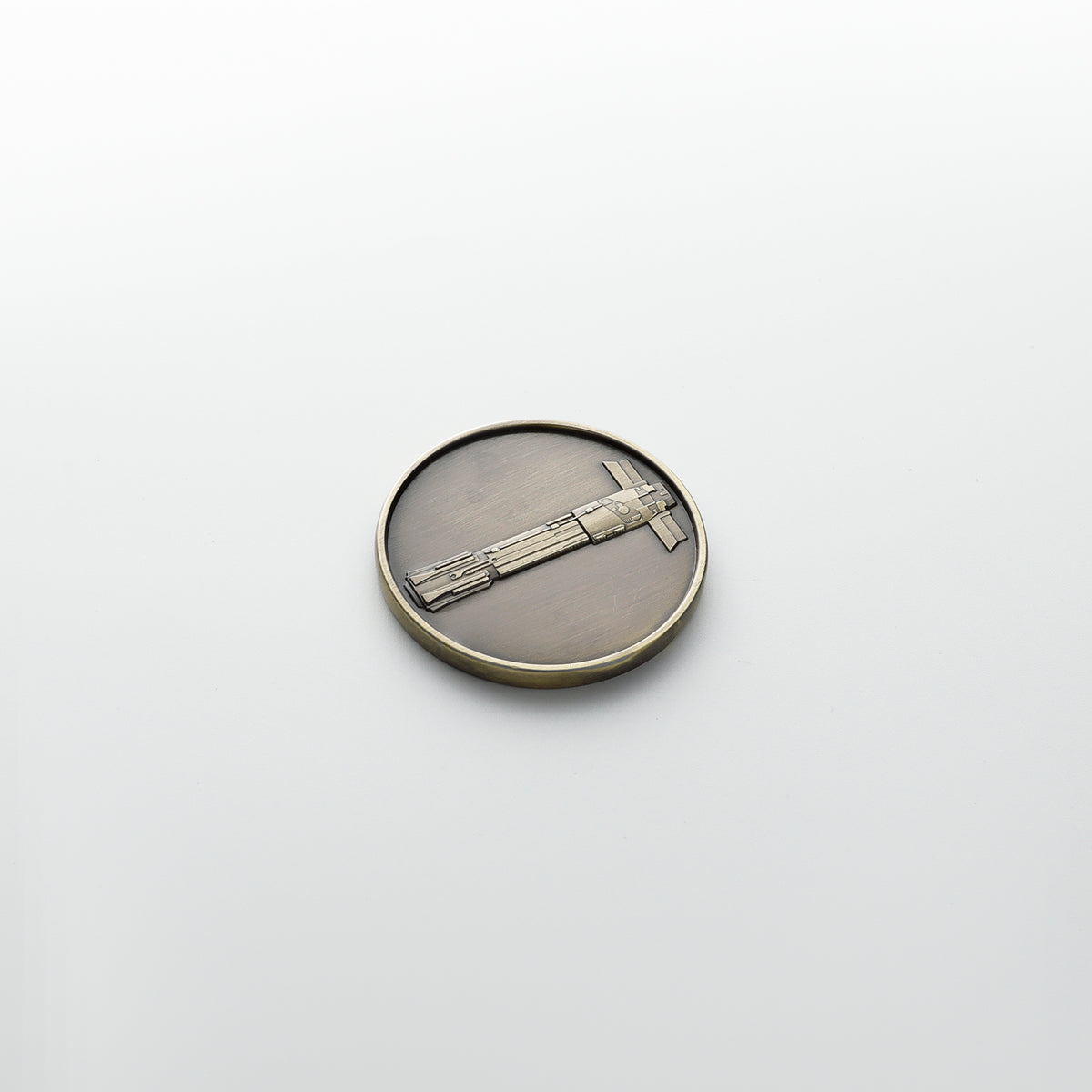 Antique Brass Obi-Wan Kenobi Lightsaber Pommel Coin Insert – 4.5 cm Medallion