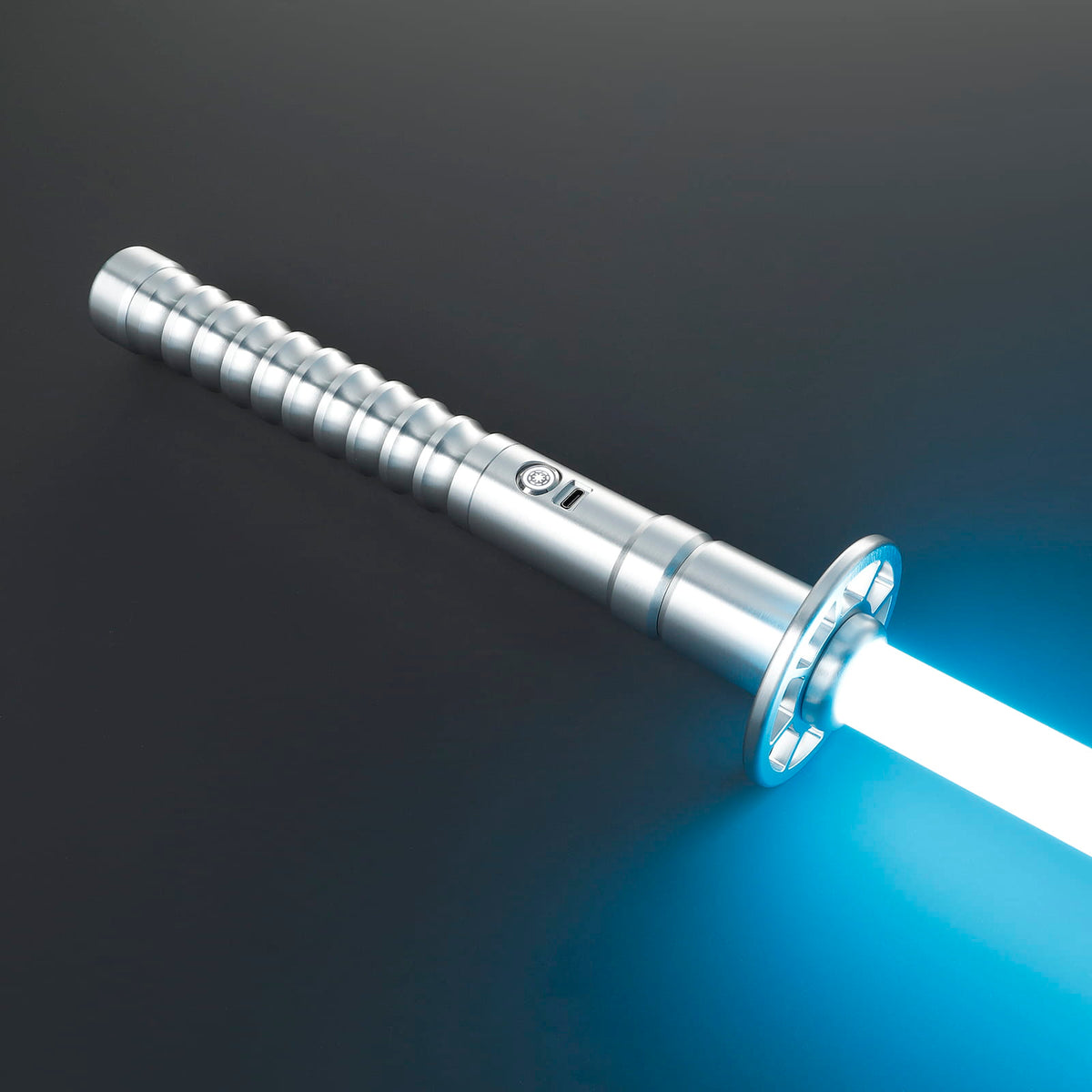 Kendo Lightsaber – Silver Katana-Style Hilt with Circular Guard