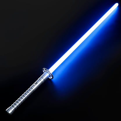 Kendo Lightsaber – Silver Katana-Style Hilt with Circular Guard