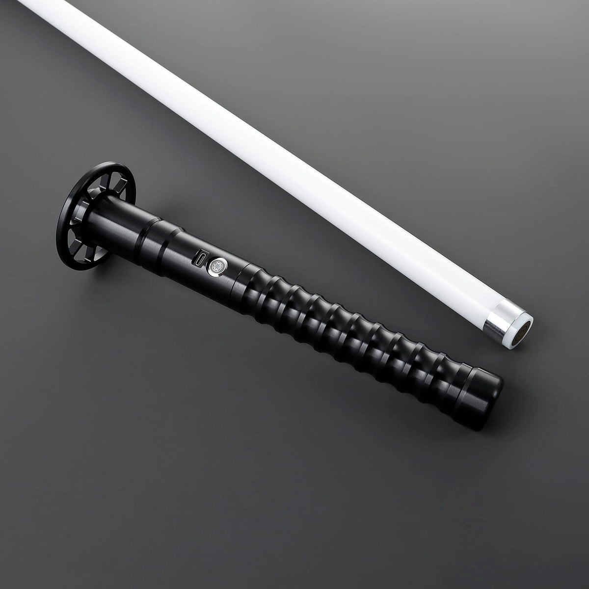 Kendo Lightsaber – Silver Katana-Style Hilt with Circular Guard