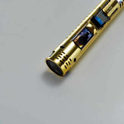 XenoPixel Custom Lightsaber Core Chassis – Spinning Kyber Crystal Chamber & OLED Screen for 1-Inch Hilt