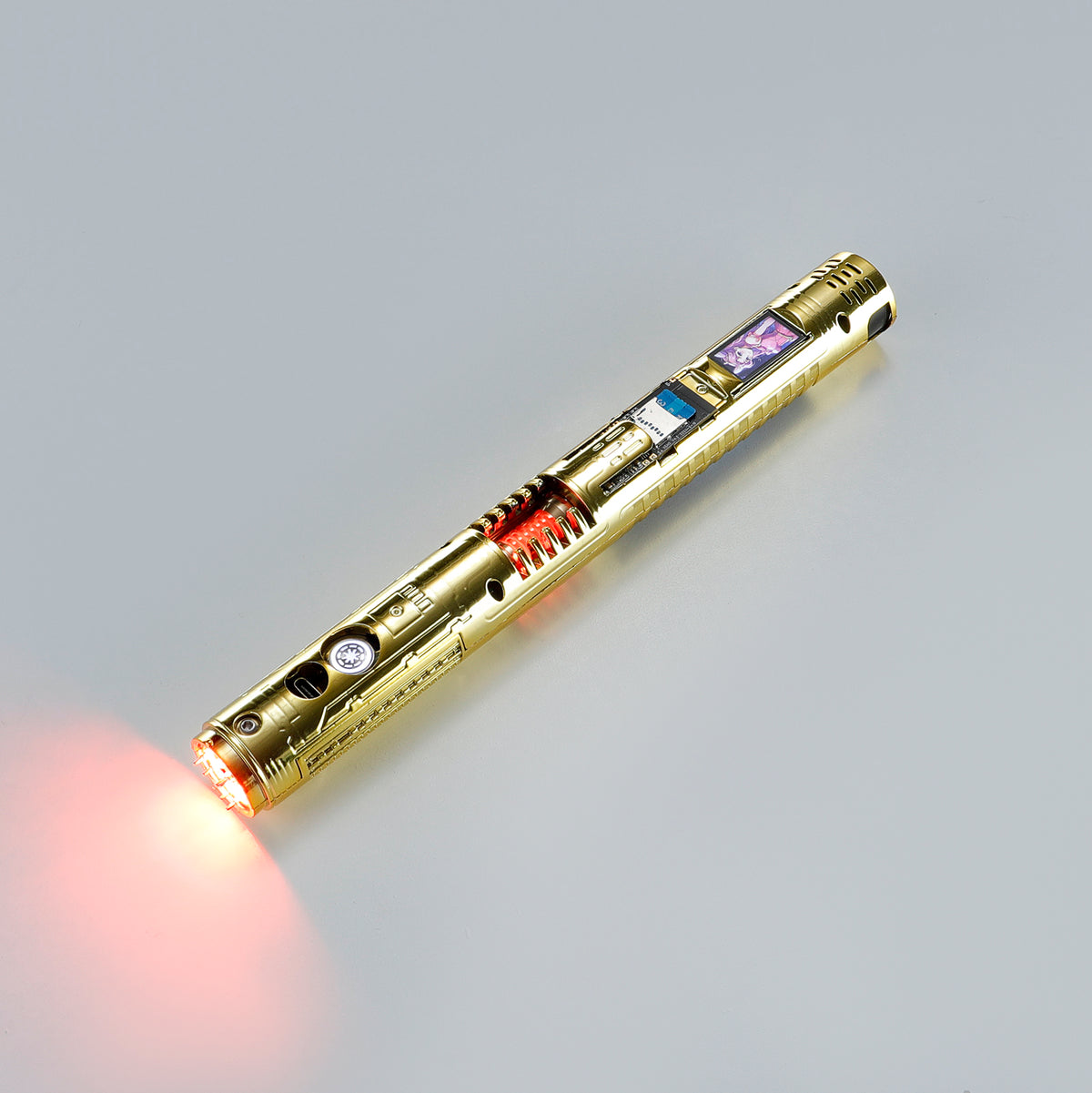 XenoPixel Custom Lightsaber Core Chassis – Spinning Kyber Crystal Chamber & OLED Screen for 1-Inch Hilt