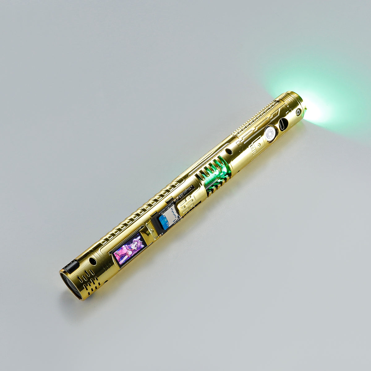 XenoPixel Custom Lightsaber Core Chassis – Spinning Kyber Crystal Chamber & OLED Screen for 1-Inch Hilt