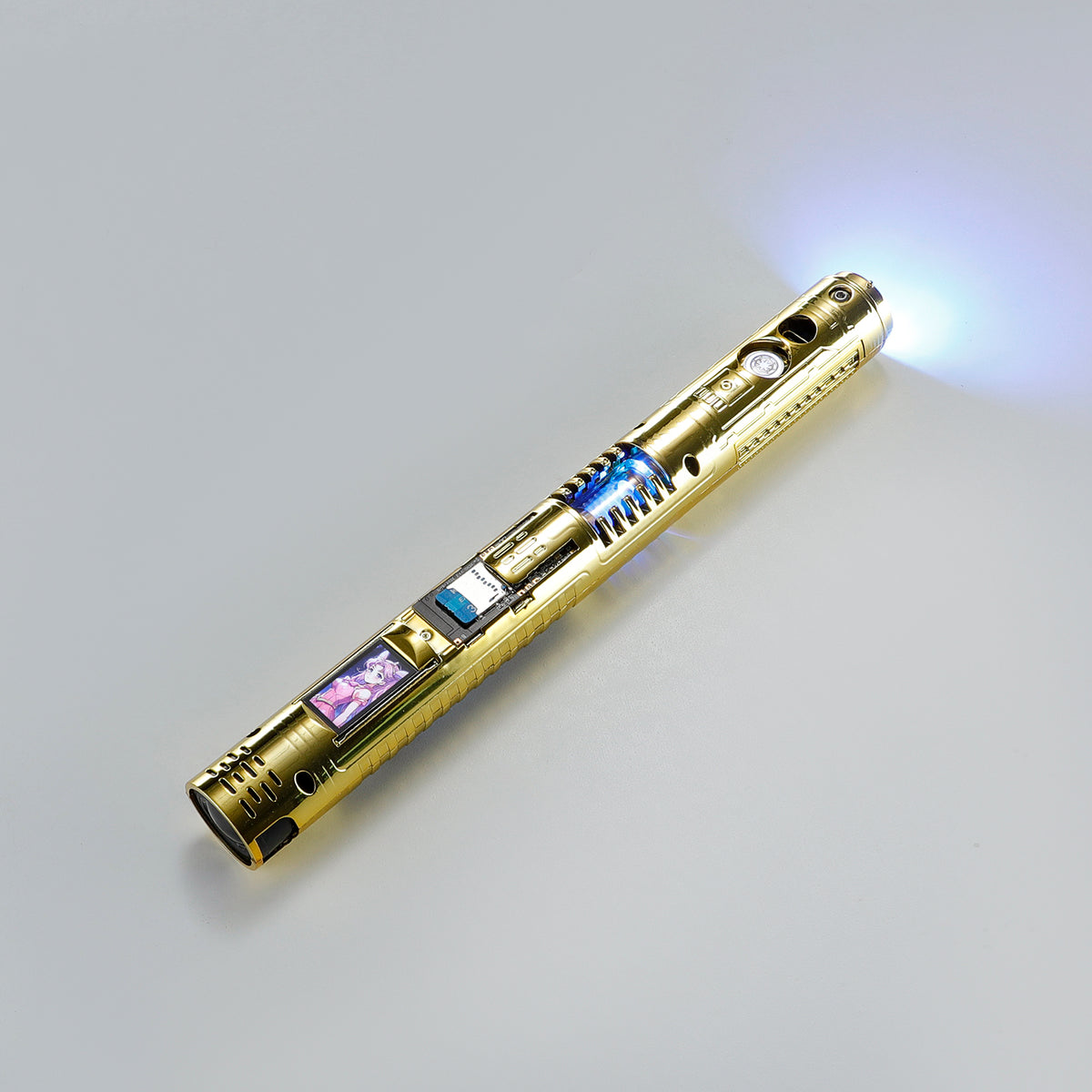 XenoPixel Custom Lightsaber Core Chassis – Spinning Kyber Crystal Chamber & OLED Screen for 1-Inch Hilt