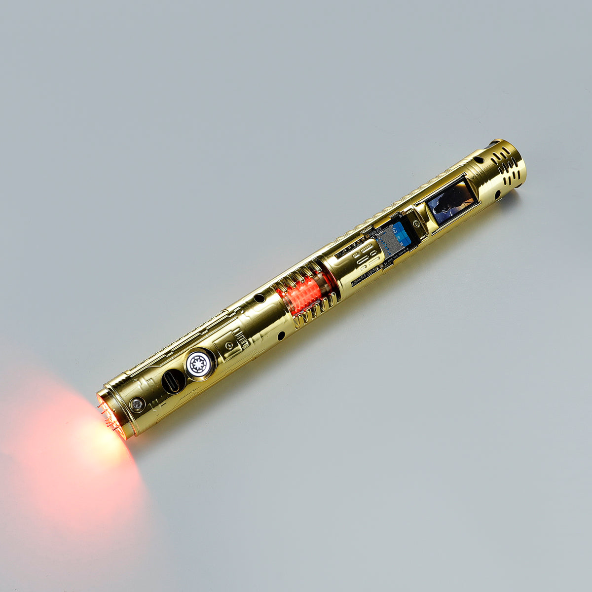 XenoPixel Custom Lightsaber Core Chassis – Spinning Kyber Crystal Chamber & OLED Screen for 1-Inch Hilt