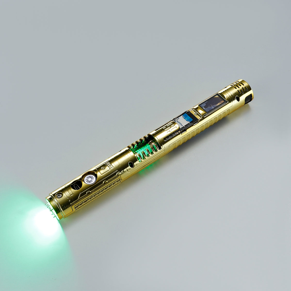 XenoPixel Custom Lightsaber Core Chassis – Spinning Kyber Crystal Chamber & OLED Screen for 1-Inch Hilt