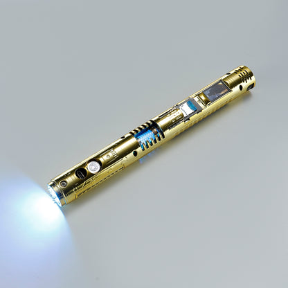 XenoPixel Custom Lightsaber Core Chassis – Spinning Kyber Crystal Chamber & OLED Screen for 1-Inch Hilt