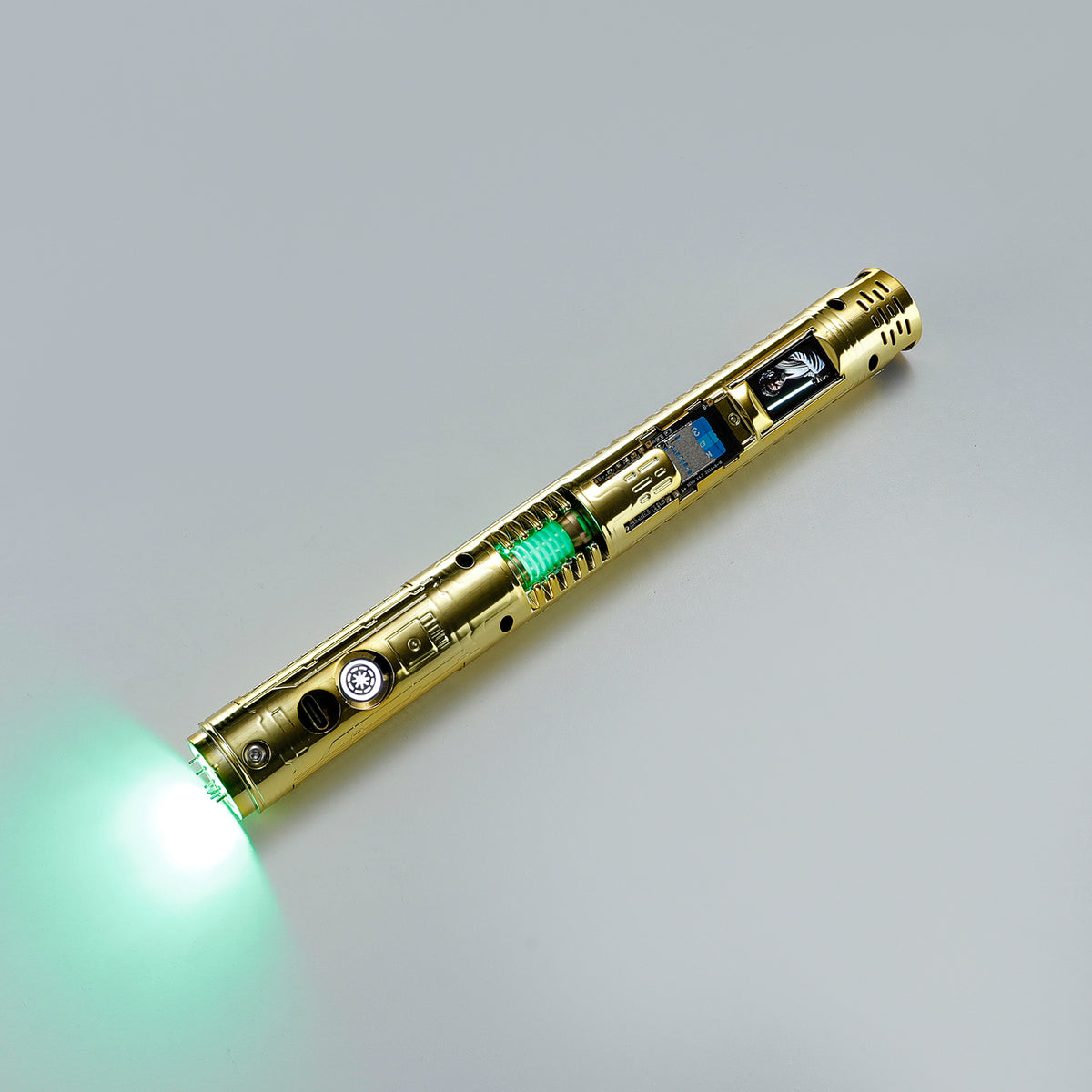 XenoPixel Custom Lightsaber Core Chassis – Spinning Kyber Crystal Chamber & OLED Screen for 1-Inch Hilt