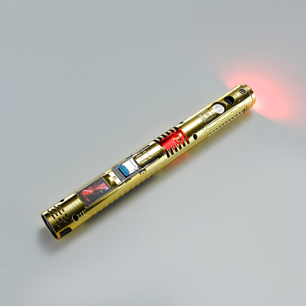 XenoPixel Custom Lightsaber Core Chassis – Spinning Kyber Crystal Chamber & OLED Screen for 1-Inch Hilt