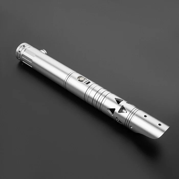The Brushed Silver Triangle Vented Custom Red Lightsaber