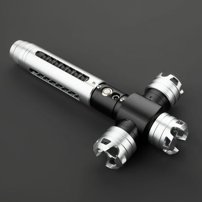 Crossguard Lightsaber Hilt – Silver & Black Triple-Claw Design