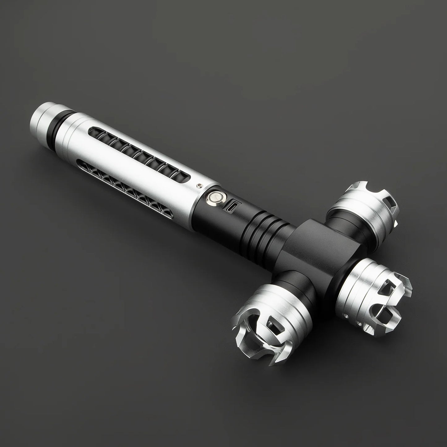 BM Lightsaber Crossguard Light Saber Xenopixel V3 Three Blades Black Hilt