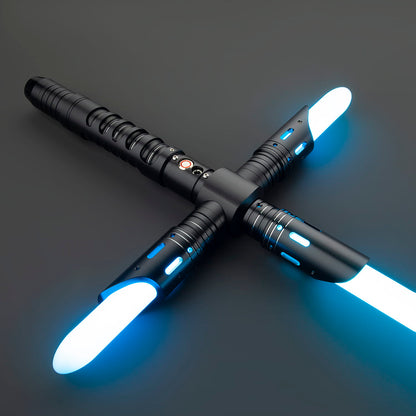 Dark Crossguard Lightsaber Hilt – All-Black Triple-Emitter Design