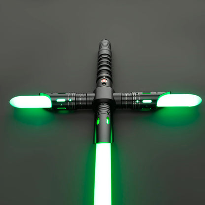 Dark Crossguard Lightsaber Hilt – All-Black Triple-Emitter Design