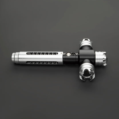 Crossguard Lightsaber Hilt – Silver & Black Triple-Claw Design
