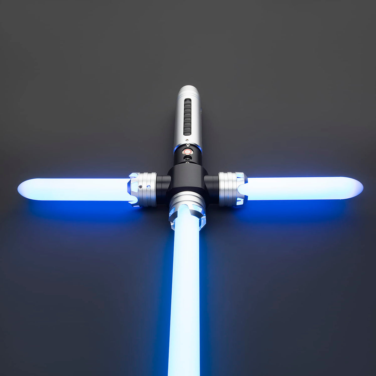 Crossguard Lightsaber Hilt – Silver & Black Triple-Claw Design