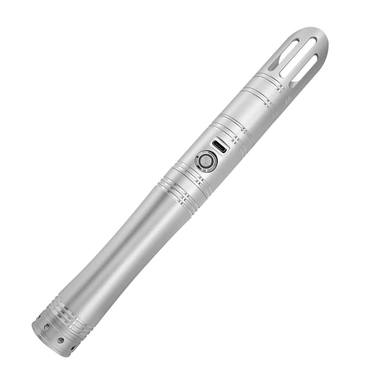 Brushed Silver Lightsaber Hilt – Slotted Emitter Design