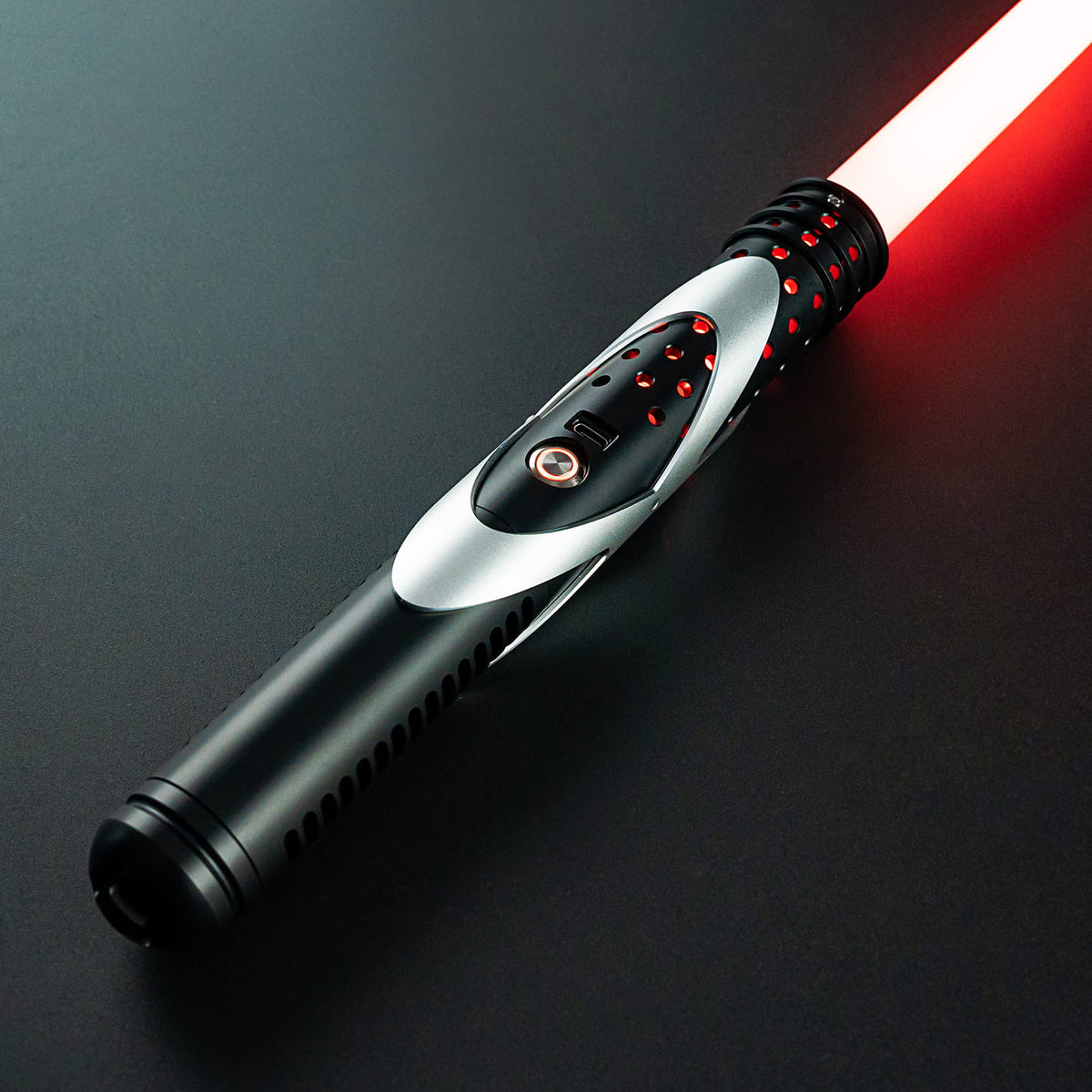 Youngling-F98 Custom Dueling Lightsaber – Silver & Black Hilt | RGB/Neopixel